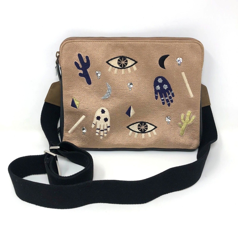 Lizzie Fortunato Jewels Safari Clutch Voodoo Purse Crossbody Black Leather Gypsy